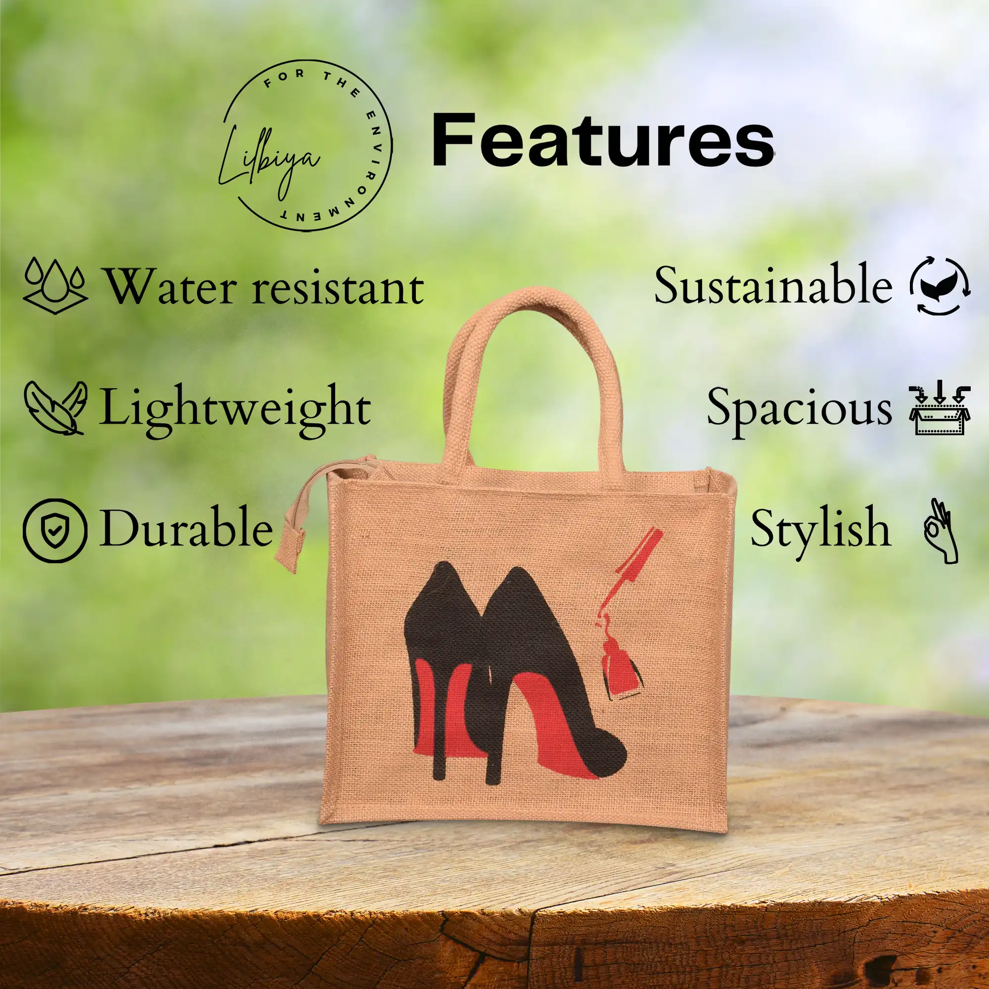 Lilbiya Shoe Art Art Multipurpose Jute Bag 5